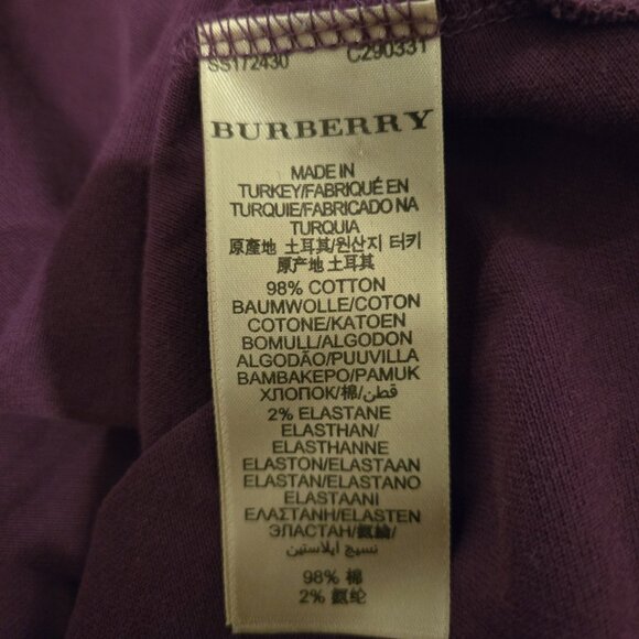 Burberry Brit Purple Long Sleeved Pique Polo Shirt Nova Check Panel M - Picture 2 of 7